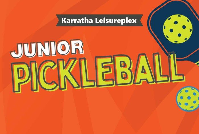 Graphic of 'Junior Pickleball' with orange background