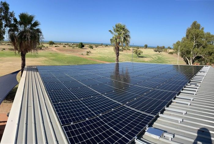 Solar Panels on top of a patio at the Karratha Country Club