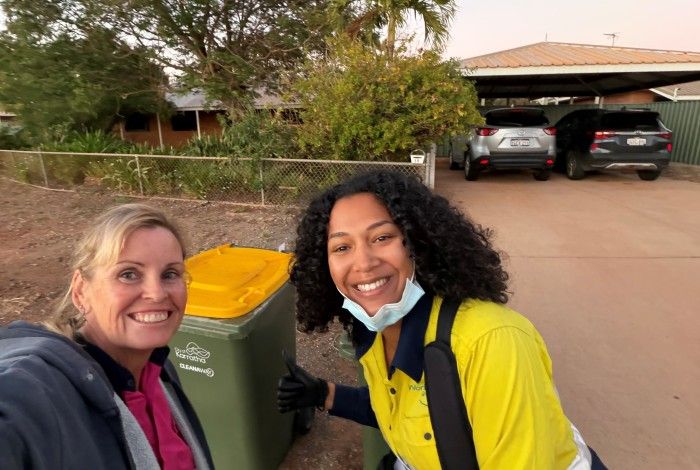 Two City workers conducting a bin audit